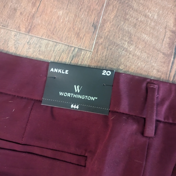 NWT Worthington Maroon colored Pants Size 20 Ankle - Picture 3 of 5